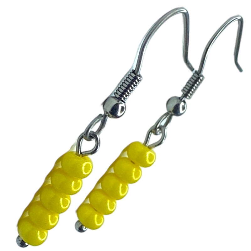 Yellow Bead Stick Drop Earrings for Women Teens